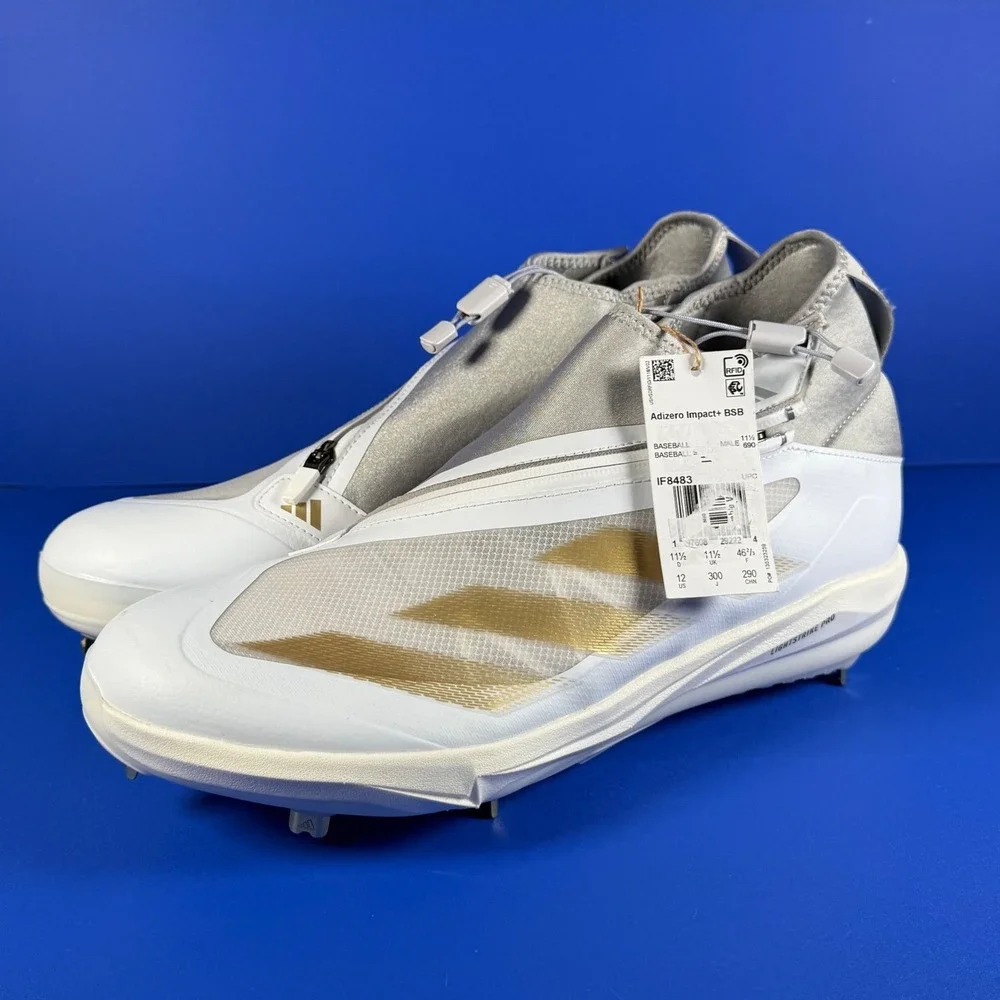 Adidas Adizero Impact+ BSB Baseball Cleats White Gold Lightstrike Pro Men's 12